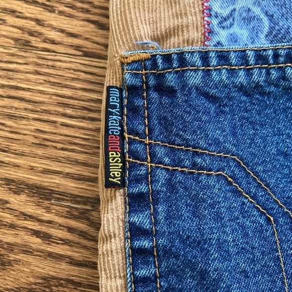 Vintage 90s 00s Y2K patchwork lace cord suede denim skirt Mary-Kate and Ashley - Picture 6 of 6